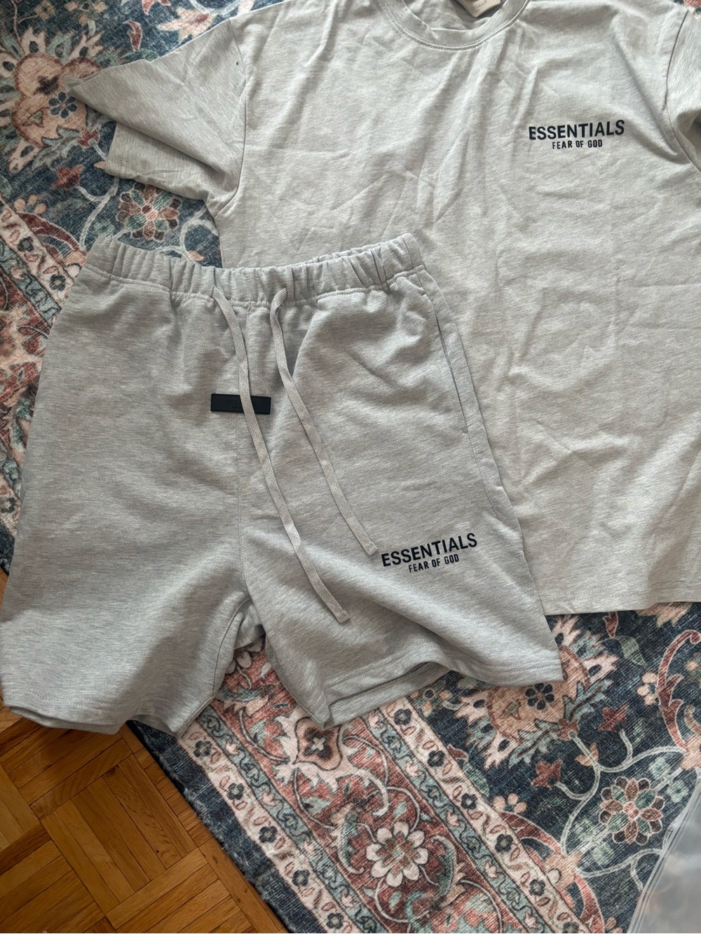 Fear of God ESSENTIALS Heather Gray Tee with Black Logo